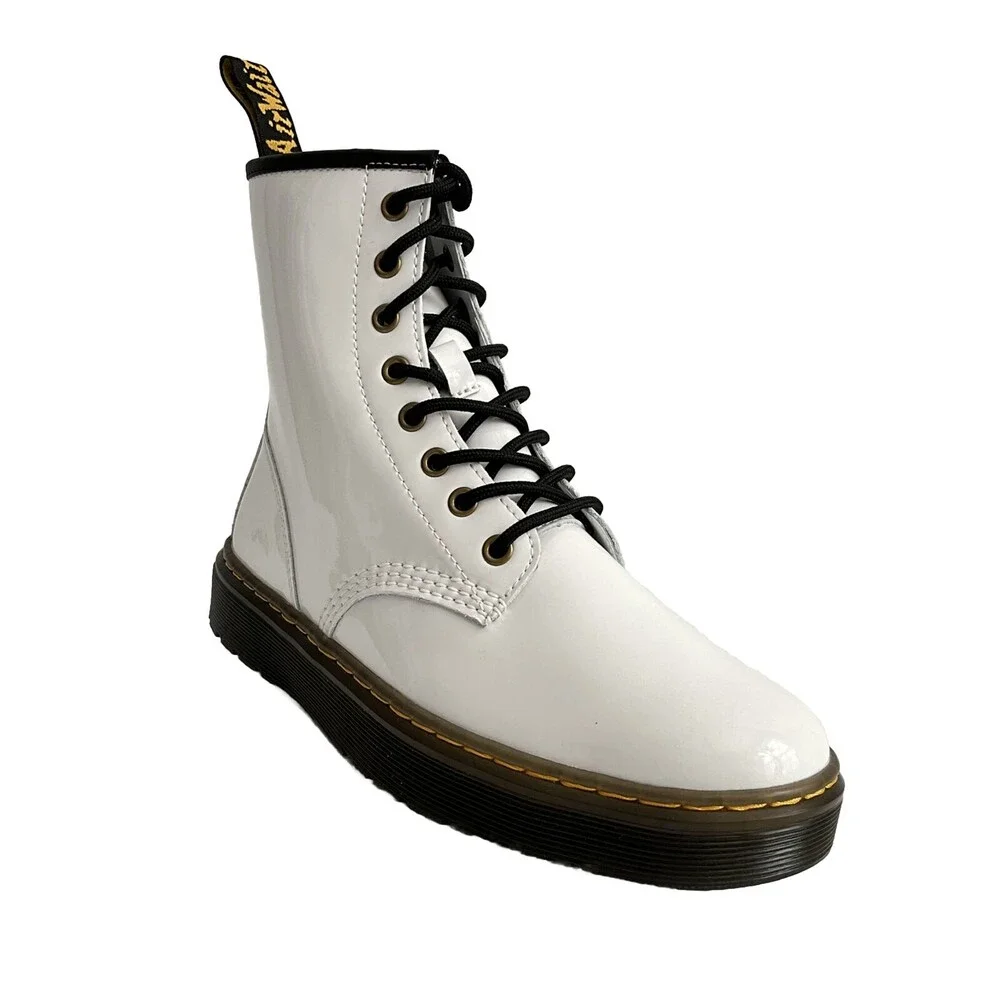 Dr. Martens Zavala Patent Leather 8-Eye Boots White 9